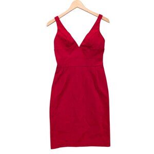 Bianca Nero Bodycon Cocktail Dress Womens Red Canvas Sleeveless Back Slit Sz S